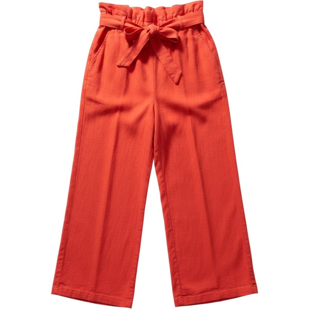AMADI Anthropologie Orange Linen Paperbag Waist Wide Leg Pants Size XL